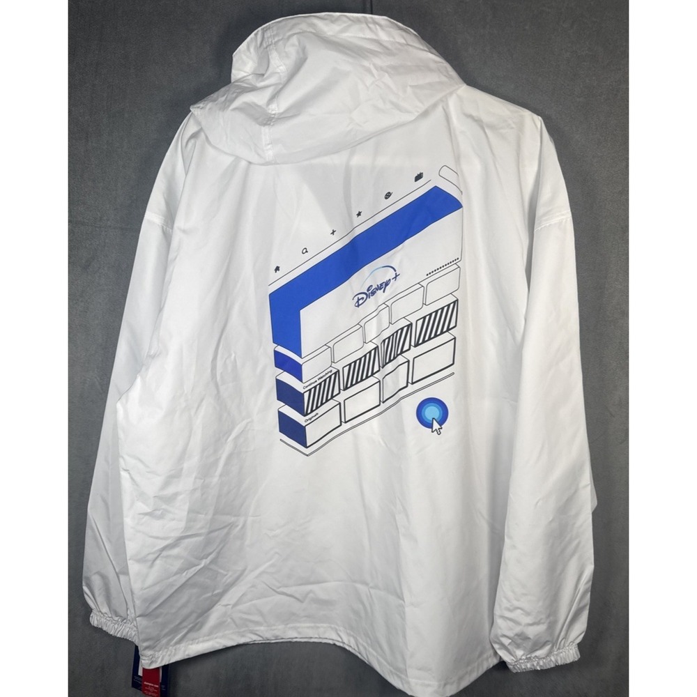 Disney Plus Champion Jacket Mens 2XL White Windbreaker 1/4 Zip SDCC 2022‎ NWT